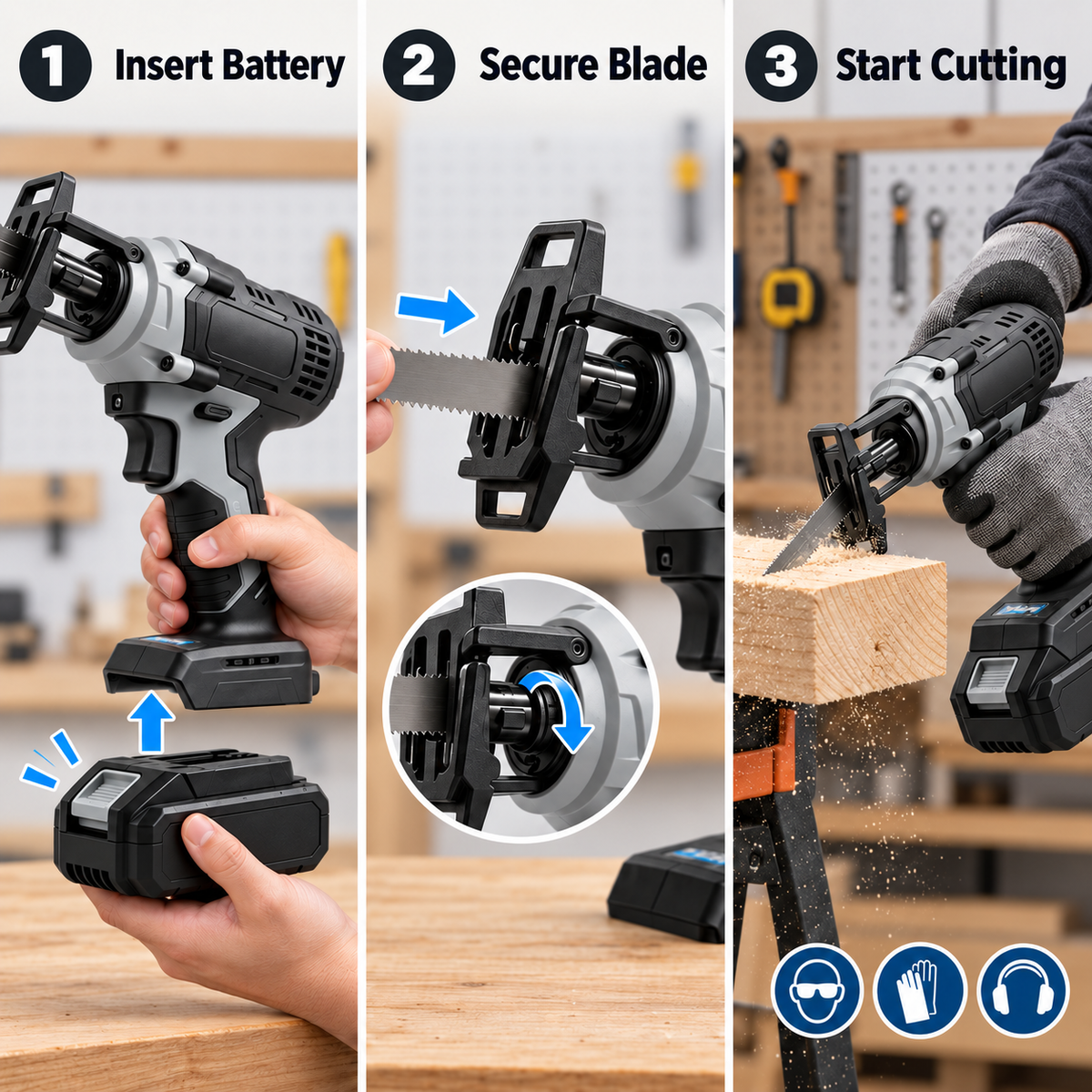 Flexnows Cordless Reciprocating Saw with Rechargeable Battery and Quick Blade Access