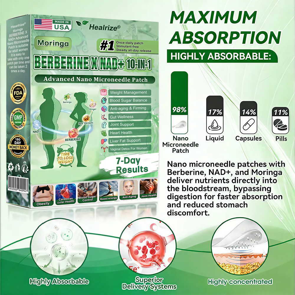 𝐎𝐟𝐟𝐢𝐜𝐢𝐚𝐥 𝐔𝐒 𝐒𝐭𝐨𝐫𝐞 🇺🇸  | 🧑‍⚕️Healrize® Moringa · Berberine × NAD+ 𝟏𝟎-𝐢𝐧-𝟏 𝐀𝐝𝐯𝐚𝐧𝐜𝐞𝐝 𝐍𝐚𝐧𝐨 𝐌𝐢𝐜𝐫𝐨𝐧𝐞𝐞𝐝𝐥𝐞 𝐏𝐚𝐭𝐜𝐡 — 𝐎𝐧𝐜𝐞 𝐃𝐚𝐢𝐥𝐲, 𝐕𝐢𝐬𝐢𝐛𝐥𝐞 𝐑𝐞𝐬𝐮𝐥𝐭𝐬 𝐢𝐧 𝟕 𝐃𝐚𝐲𝐬