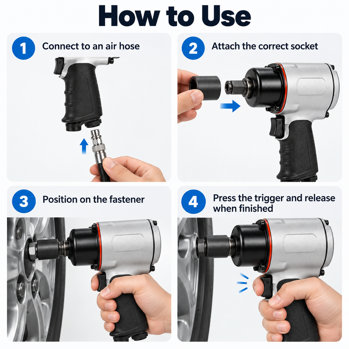 Flexnows Pneumatic Impact Wrench with Compact Design for Workshop and Automotive Maintenance Tasks