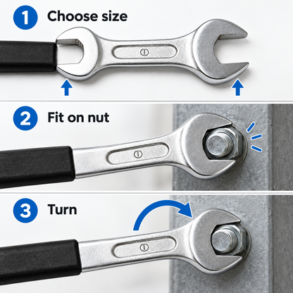 Flexnows Double End Open-End Wrench with Comfortable Grip for Everyday Repair and Maintenance Tasks