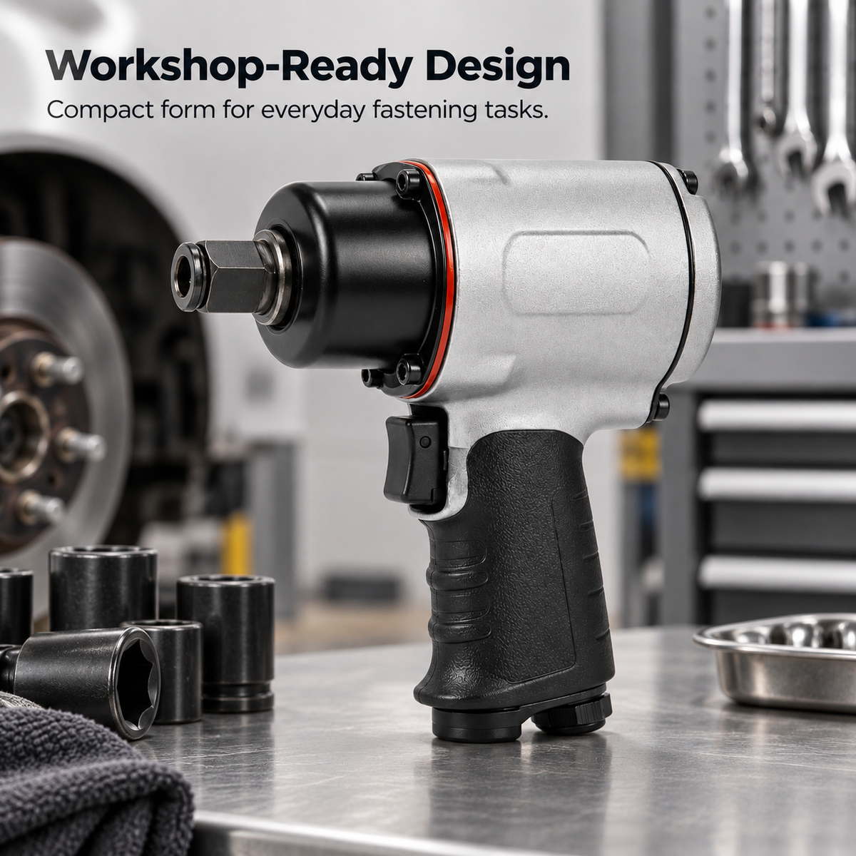 Flexnows Pneumatic Impact Wrench with Compact Design for Workshop and Automotive Maintenance Tasks