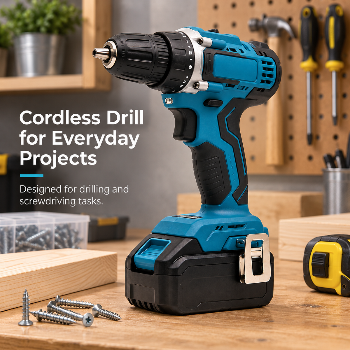Flexnows Cordless Drill Driver with Adjustable Torque Settings and Rechargeable Battery