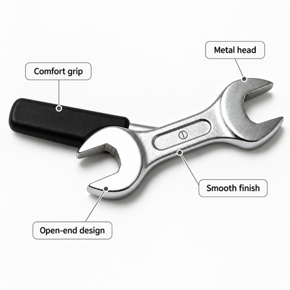 Flexnows Double End Open-End Wrench with Comfortable Grip for Everyday Repair and Maintenance Tasks