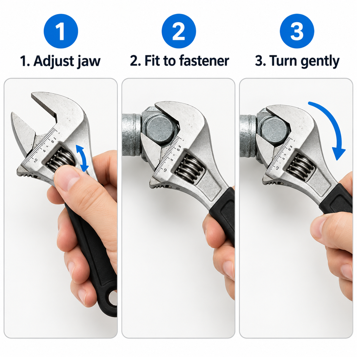 Flexnows Adjustable Wrench with Comfortable Grip for Everyday Repair and Maintenance Tasks