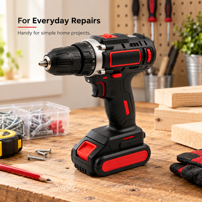 Flexnows Cordless Drill Driver with Rechargeable Battery and Adjustable Chuck