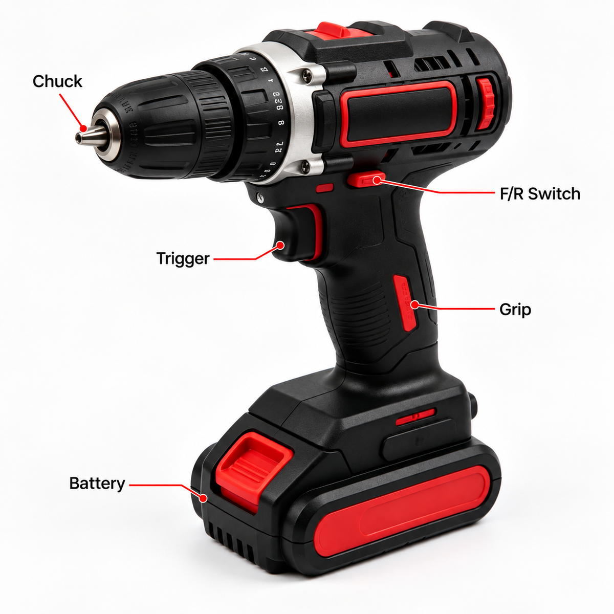 Flexnows Cordless Drill Driver with Rechargeable Battery and Adjustable Chuck