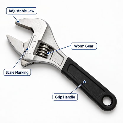 Flexnows Adjustable Wrench with Comfortable Grip for Everyday Repair and Maintenance Tasks