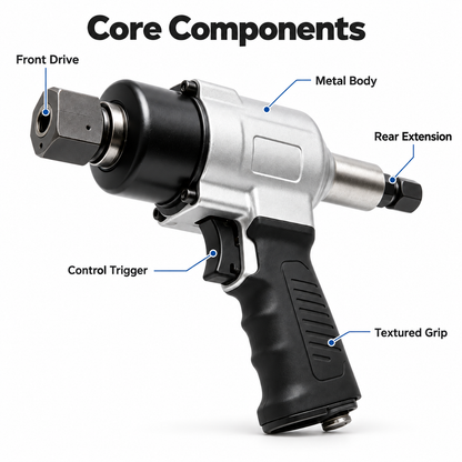 Flexnows Pneumatic Impact Wrench with Compact Design for Workshop and Automotive Maintenance