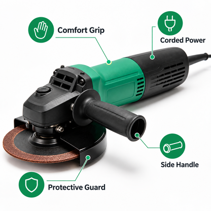 Flexnows Corded Angle Grinder with Side Handle and Protective Guard