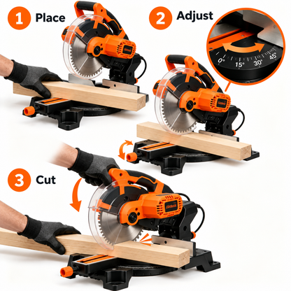 Flexnows Corded Miter Saw with Adjustable Angle Scale and Protective Blade Guard