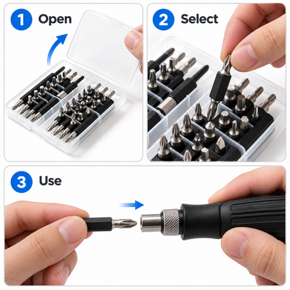 Flexnows Screwdriver Bit Set with Organized Storage Case for Everyday Repair and Assembly Tasks