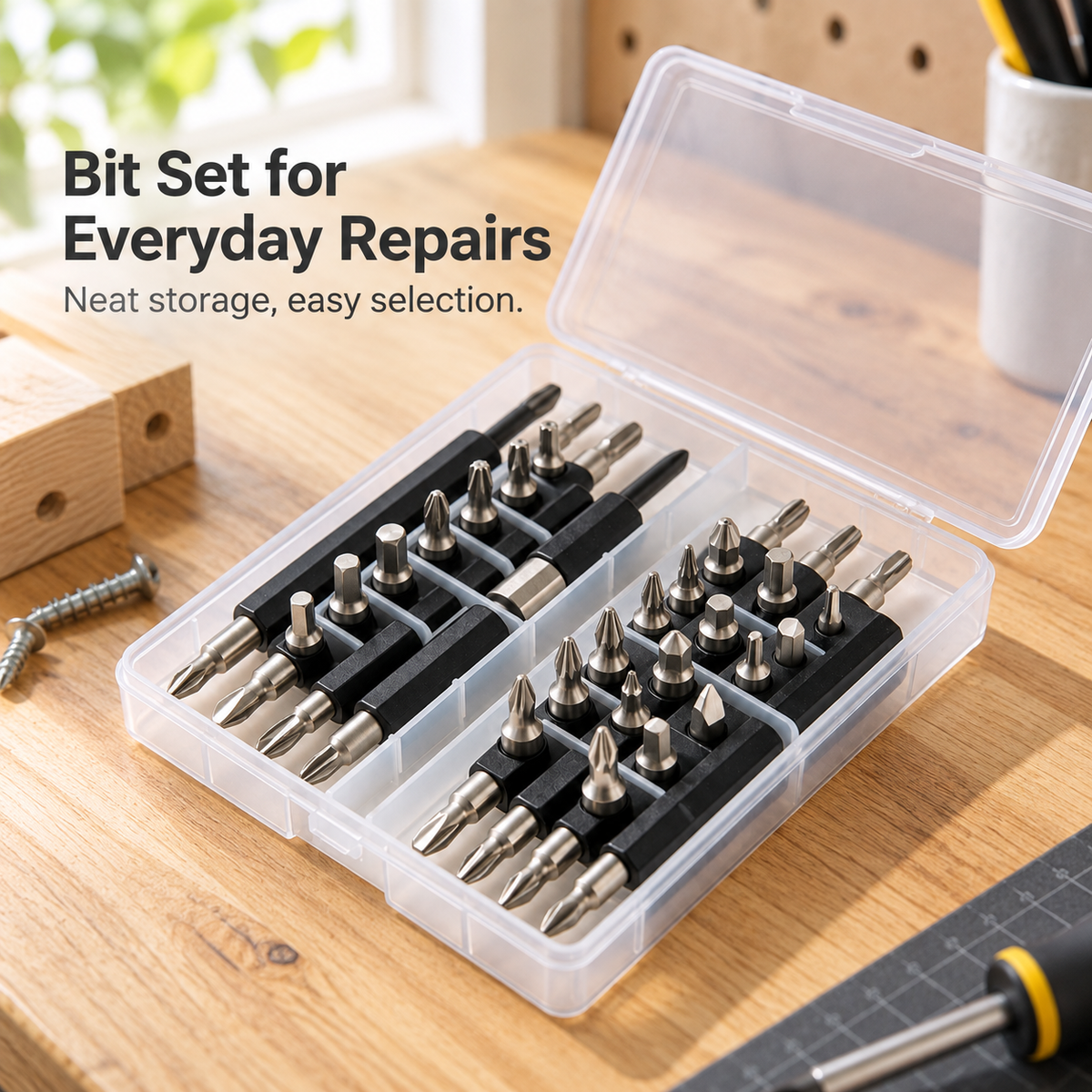 Flexnows Screwdriver Bit Set with Organized Storage Case for Everyday Repair and Assembly Tasks