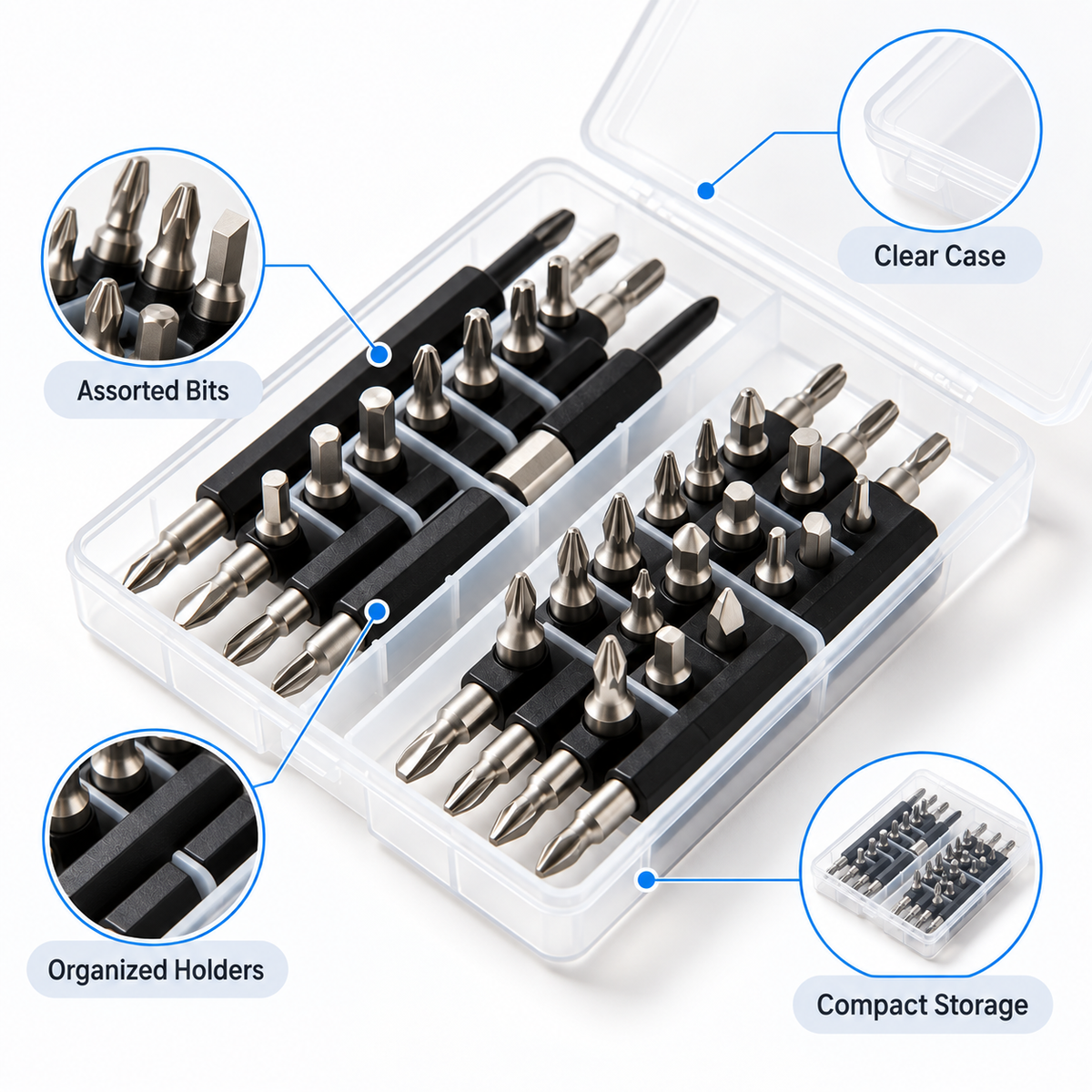 Flexnows Screwdriver Bit Set with Organized Storage Case for Everyday Repair and Assembly Tasks