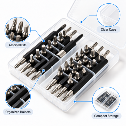 Flexnows Screwdriver Bit Set with Organized Storage Case for Everyday Repair and Assembly Tasks