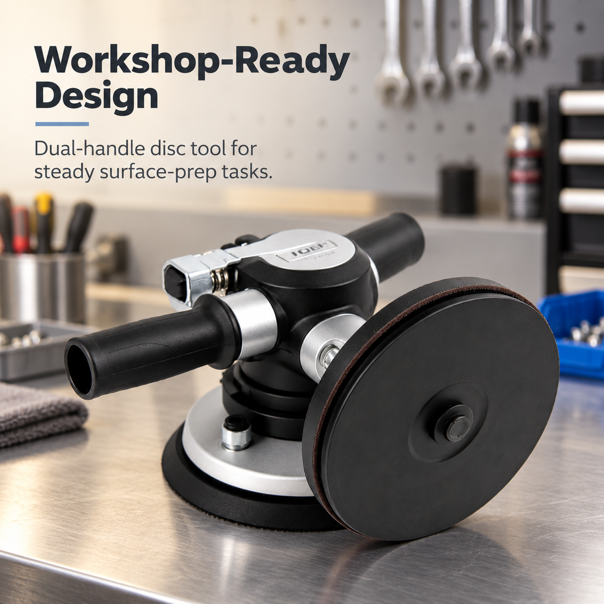 Flexnows Pneumatic Dual Handle Disc Sander with Air-Powered Design for Workshop Surface Preparation