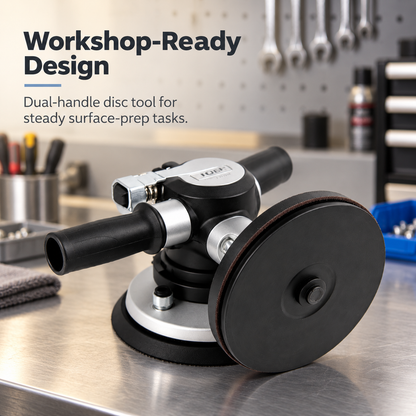 Flexnows Pneumatic Dual Handle Disc Sander with Air-Powered Design for Workshop Surface Preparation