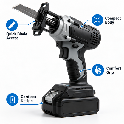 Flexnows Cordless Reciprocating Saw with Rechargeable Battery and Quick Blade Access