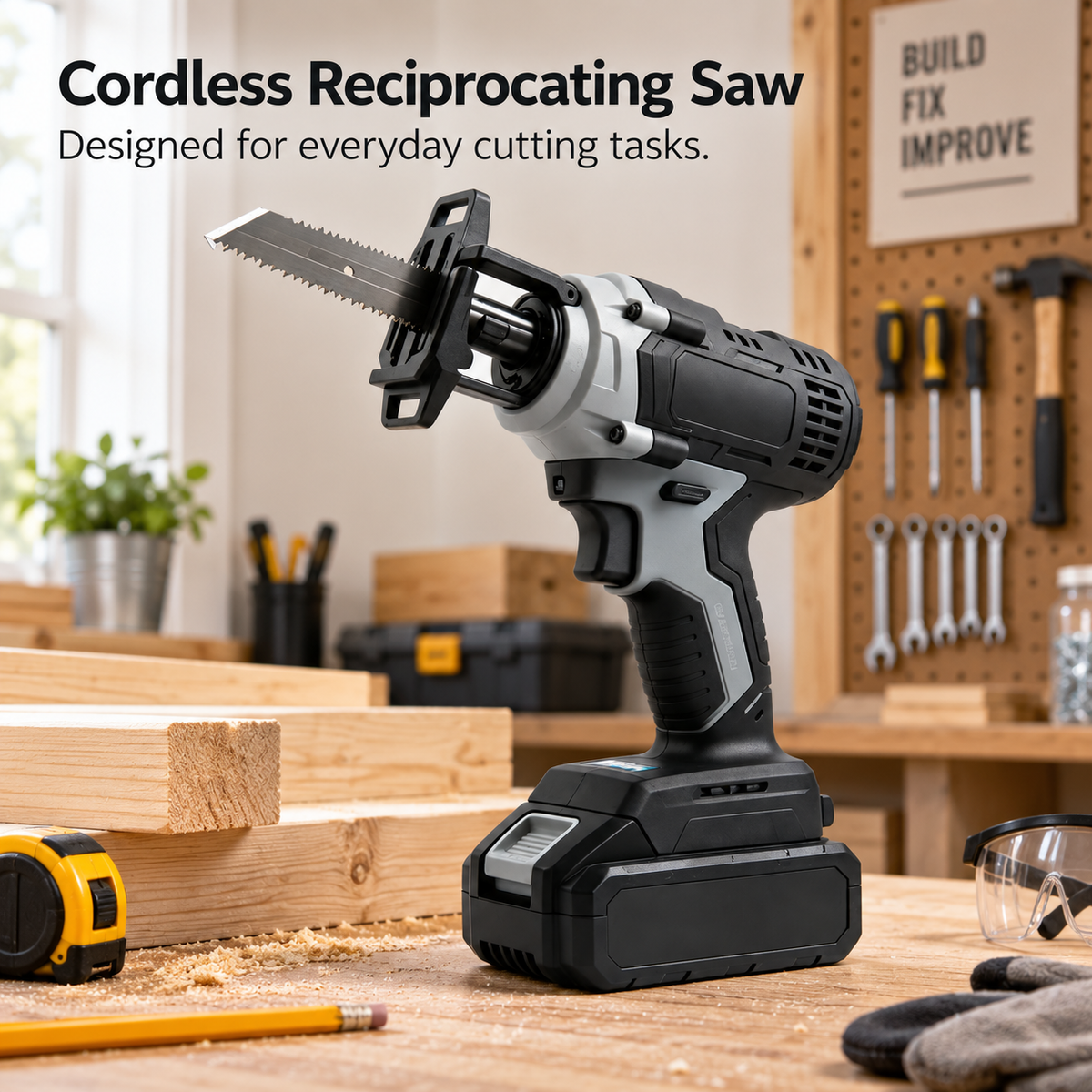 Flexnows Cordless Reciprocating Saw with Rechargeable Battery and Quick Blade Access