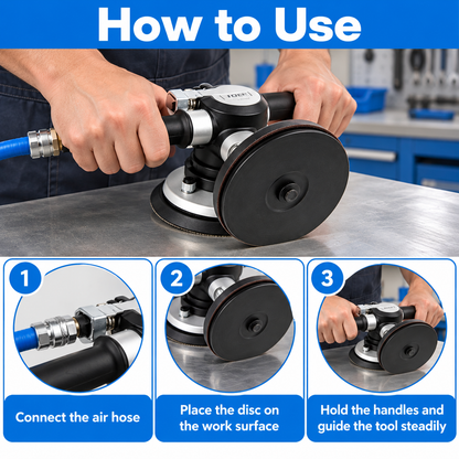 Flexnows Pneumatic Dual Handle Disc Sander with Air-Powered Design for Workshop Surface Preparation