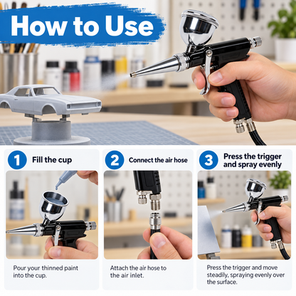 Flexnows Pneumatic Airbrush Spray Gun with Precision Control for Workshop and Detail Painting Tasks