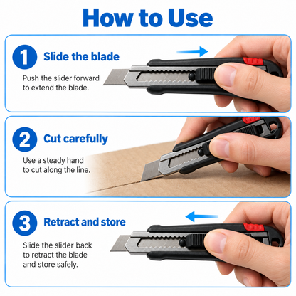 Flexnows Retractable Utility Knife with Comfortable Grip for Everyday Cutting and Craft Projects