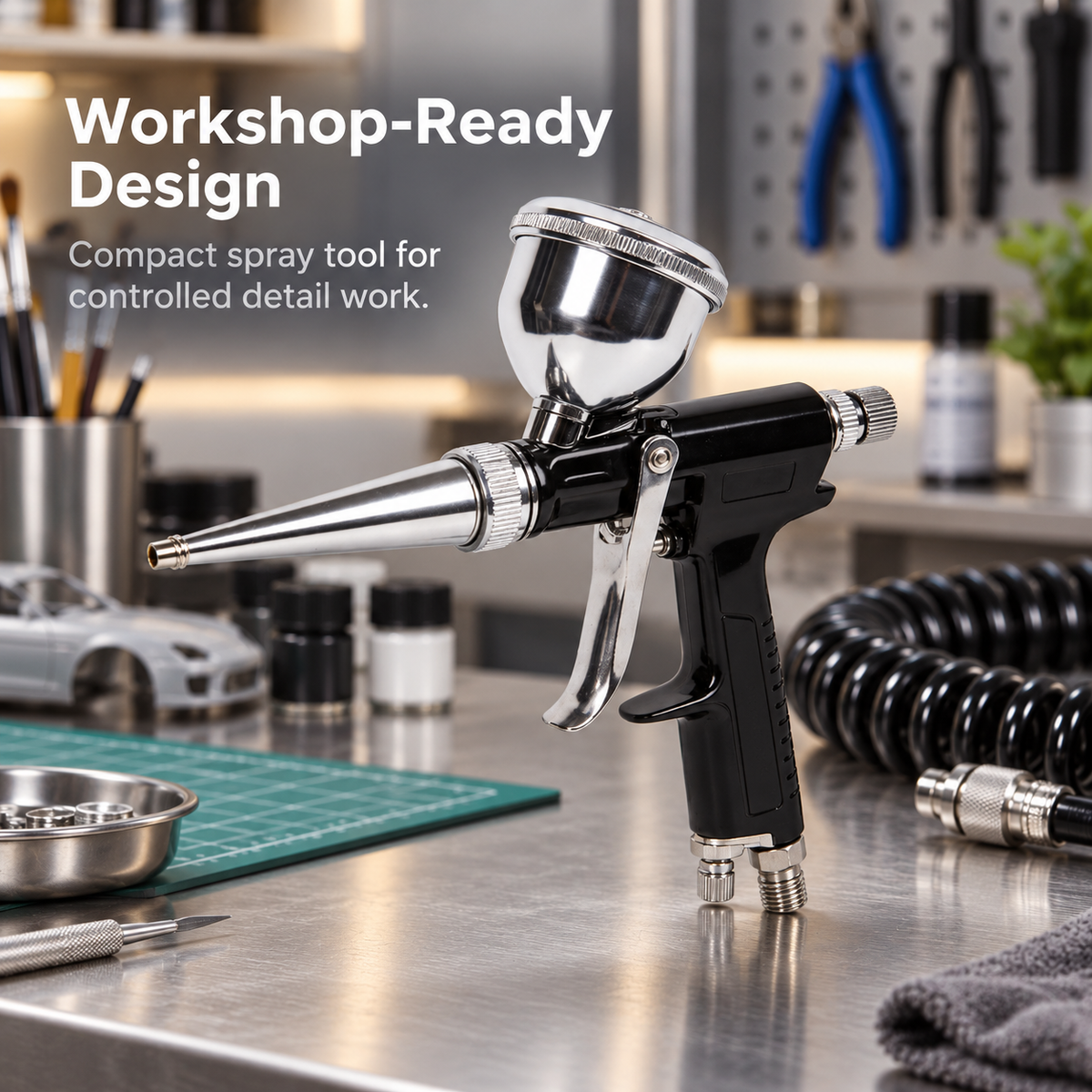 Flexnows Pneumatic Airbrush Spray Gun with Precision Control for Workshop and Detail Painting Tasks