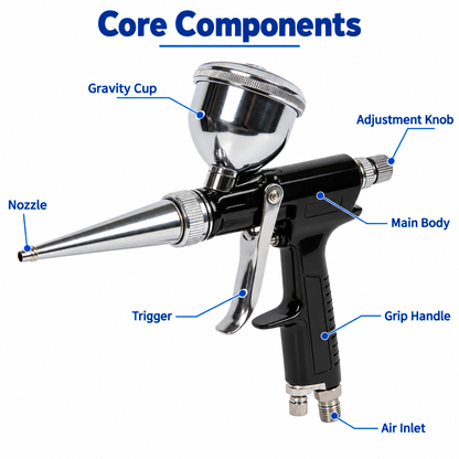 Flexnows Pneumatic Airbrush Spray Gun with Precision Control for Workshop and Detail Painting Tasks