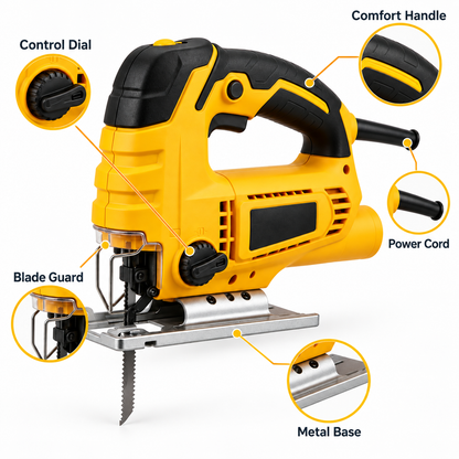 Flexnows Corded Jigsaw with Comfortable Grip and Stable Metal Base