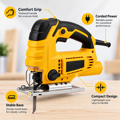 Flexnows Corded Jigsaw with Comfortable Grip and Stable Metal Base