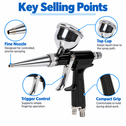 Flexnows Pneumatic Airbrush Spray Gun with Precision Control for Workshop and Detail Painting Tasks