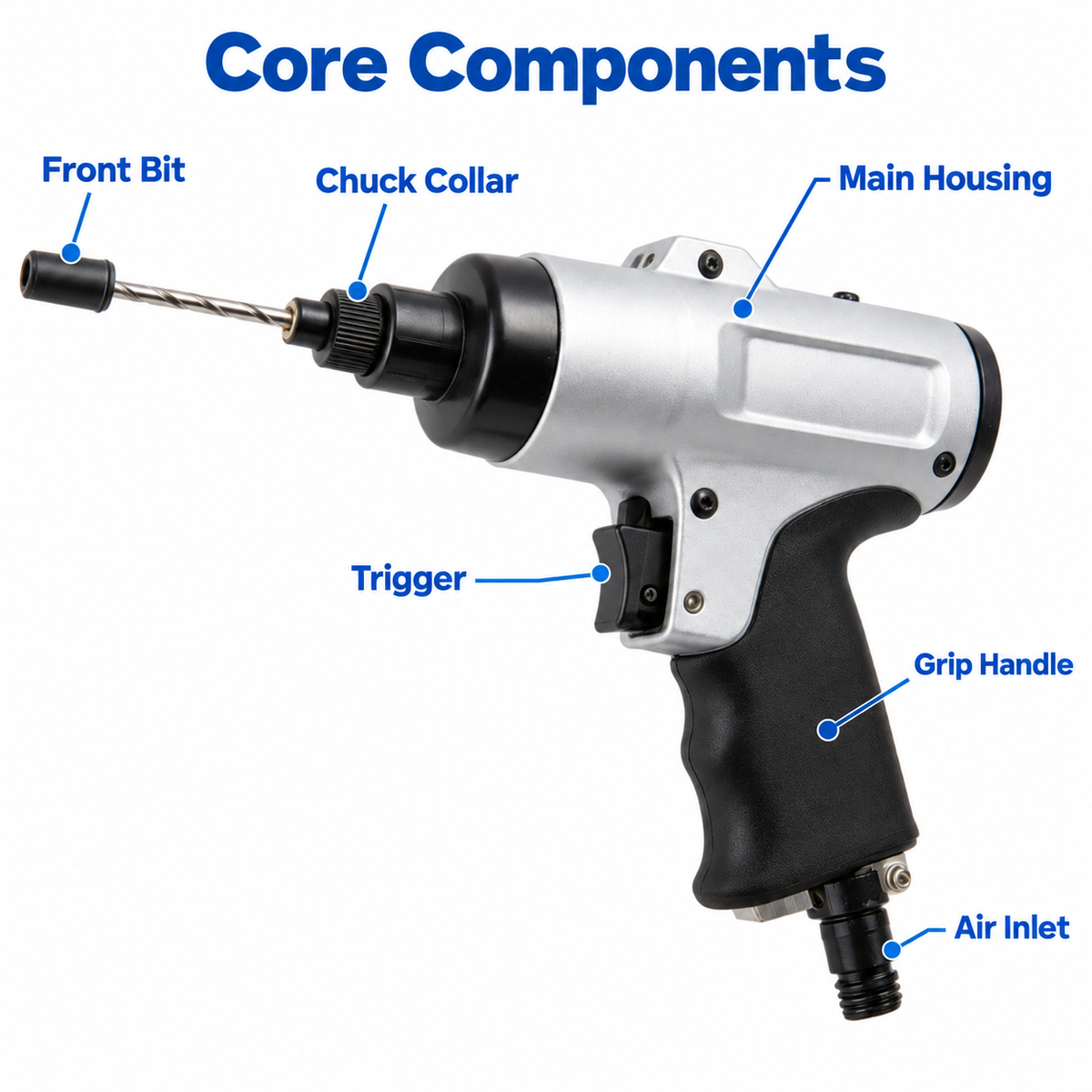 Flexnows Pneumatic Die Grinder with Compact Design for Workshop Detail Grinding and Surface Finishing