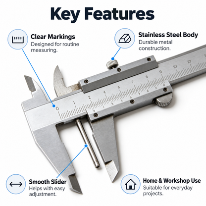 Flexnows Vernier Caliper with Clear Scale for Everyday Measuring Tasks and DIY Projects
